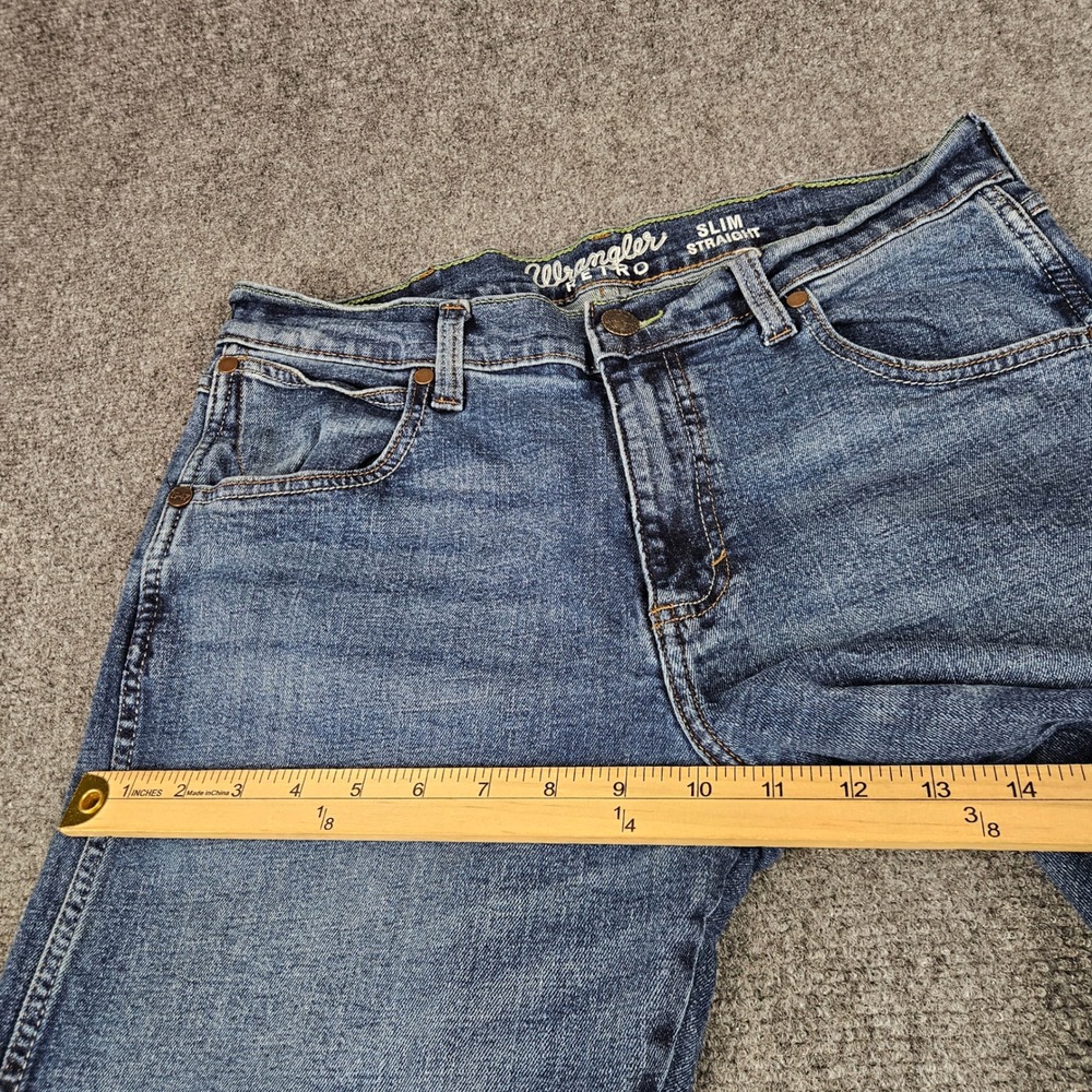 Wrangler Retro Slim Straight Jeans Mens 32x32 Medium Wash Denim 1088MWZPD - Picture 10 of 11
